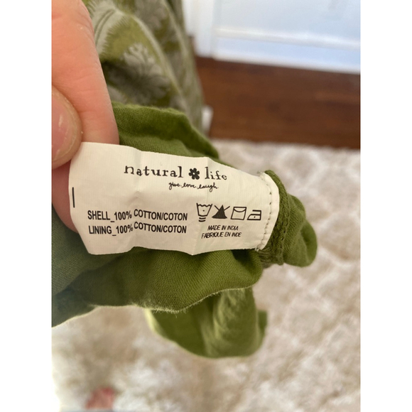 NATURAL LIFE Green Maxi Dress 100% Cotton XS Cottagecore Boho Tiered Autumn Cozy - Picture 6 of 7